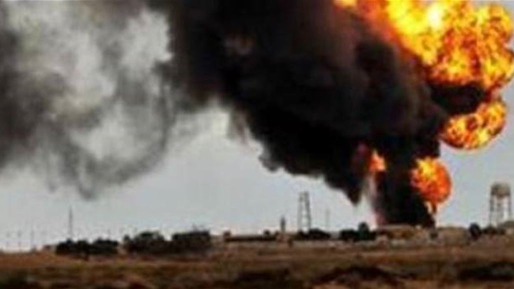 اندلاع حريق باحدى آبار حقل خباز النفطي بعد تفجيره من قبل مجهولين بكركوك