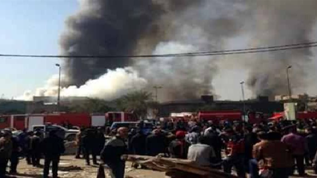 استمرار اندلاع الحريق في علوة الرشيد جنوبي بغداد