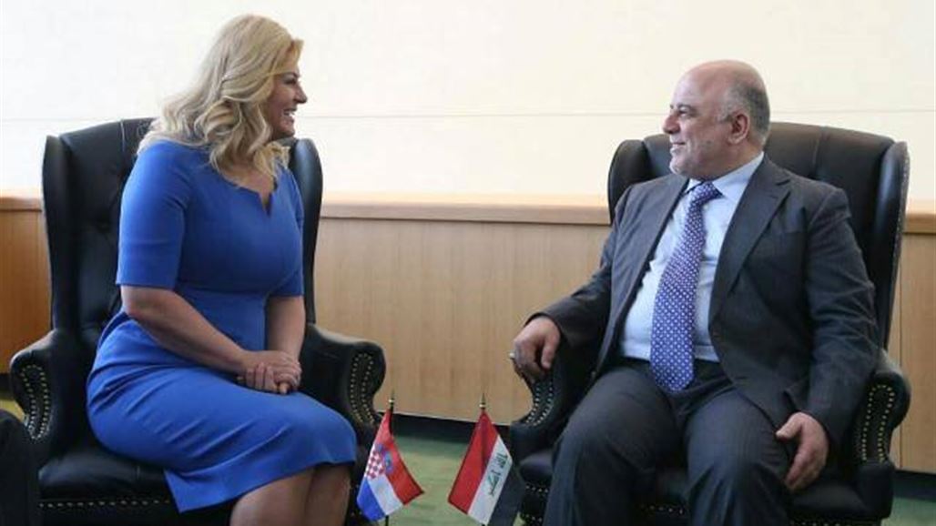 العبادي والرئيسة الكرواتية يبحثان التعاون الثنائي والمساهمة في إزالة الألغام بالعراق