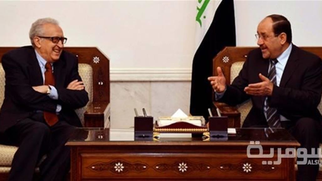 المالكي يؤكد للإبراهيمي دعم العراق لحل سياسي يطمئن السوريين والمنطقة