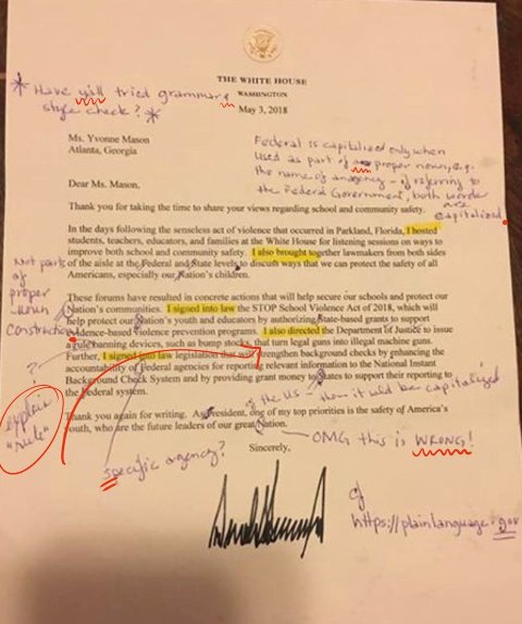 A retired teacher achieves widespread fame after correcting a letter to Trump 636631732459042339-DeNiFIsUQAA0hID