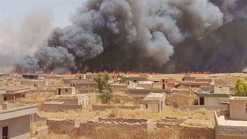 اندلاع حريق في محاصيل زراعية غربي الموصل