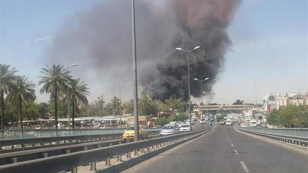 صور اولية لحريق مرآب سيارت مقابل مستشفى اليرموك 