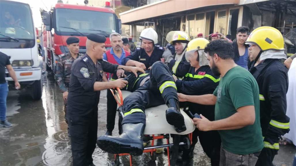 اصابة ثلاثة عناصر من الدفاع المدني بحريق النجف