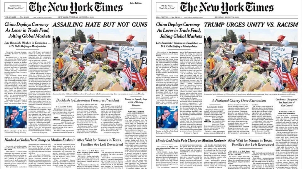 بعد انتقادات شديدة.. نيويورك تايمز تغير عنوانا رئيسيا في صفحتها الأولى