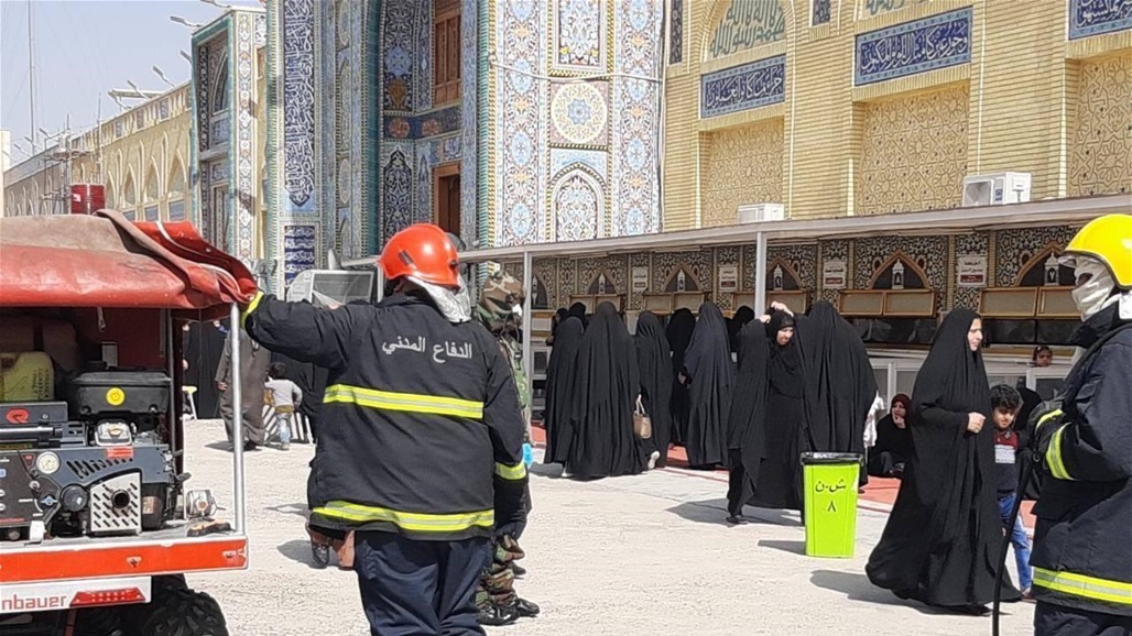 بالصور.. حملة تعقيم لجدران مرقد الإمامين الكاظمين 