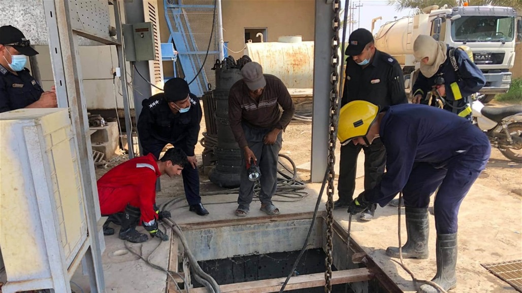 بالصور.. انتشال جثتي عاملين وإنقاذ ثالث سقطوا في مجاري الدجيل