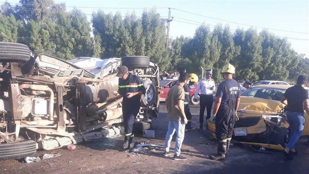 اصابة اربعة اشخاص بحادث سير على سريع الدورة جنوبي بغداد