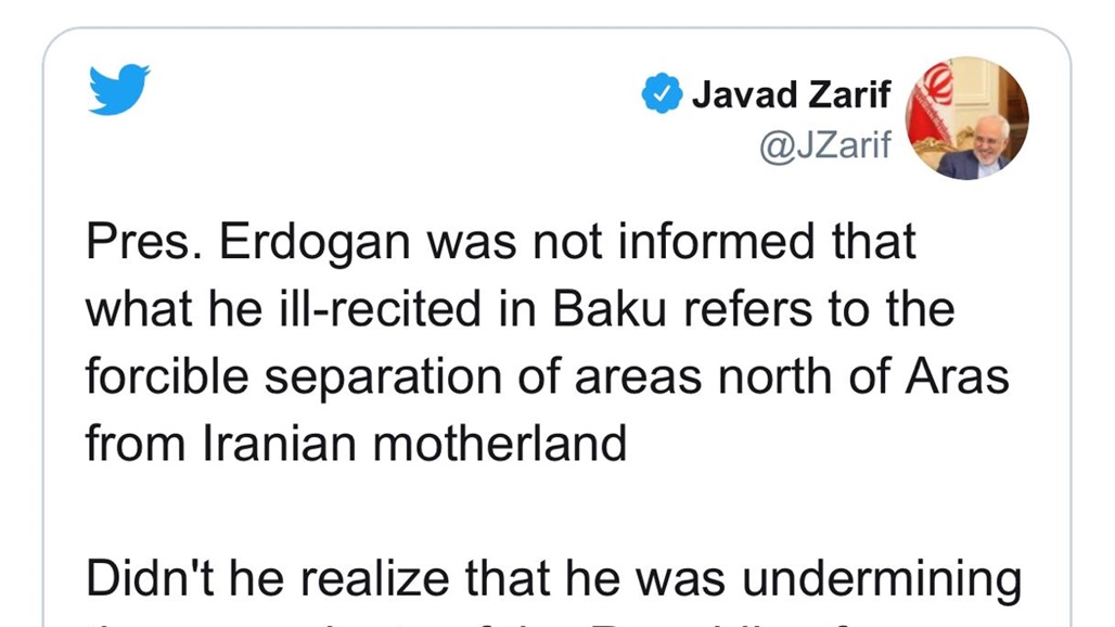 وزير الخارجية الإيراني يعلق على أبيات شعر رددها أردوغان "بشكل خاطئ"