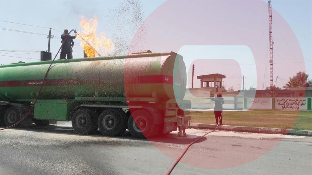 اخماد حريق اندلع داخل محطة وقود شمالي بغداد