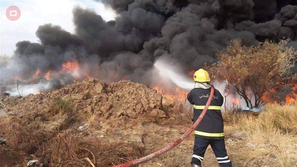 السيطرة على حريق اندلع في حقول الحنطة بصلاح الدين