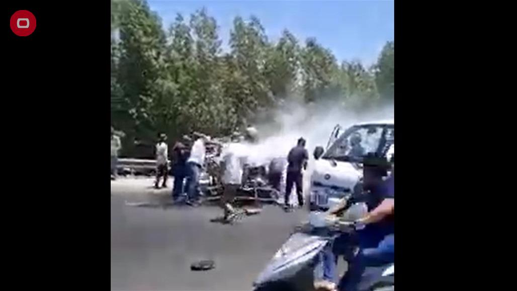 بالفيديو.. حادث مروع على طريق محمد القاسم في بغداد 