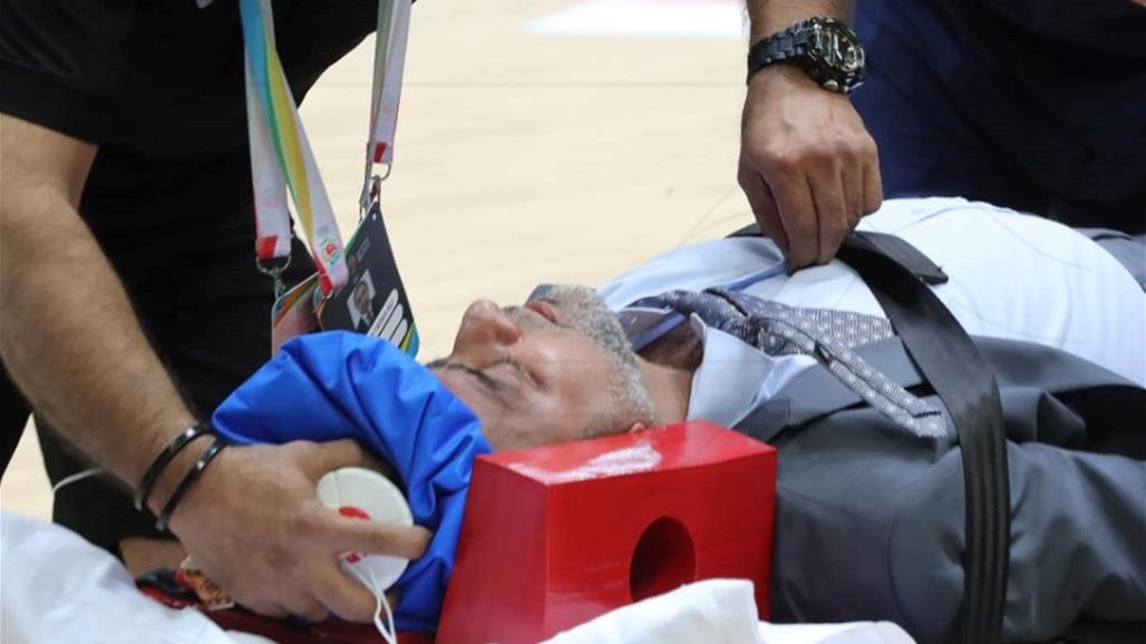 رئيس اتحاد كرة اليد يتعرض لحالة إغماء عقب نهاية مباراة العراق والكويت (صور)
