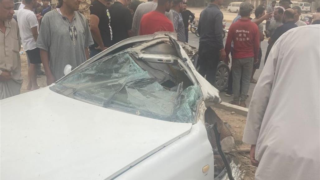 قسم السيارة لنصفين.. صور لحادث سير عنيف في كربلاء!