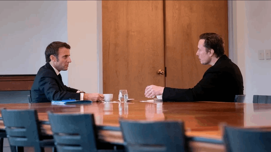 في محادثة واضحة وصريحة.. ماكرون يلتقي إيلون ماسك (صورة)