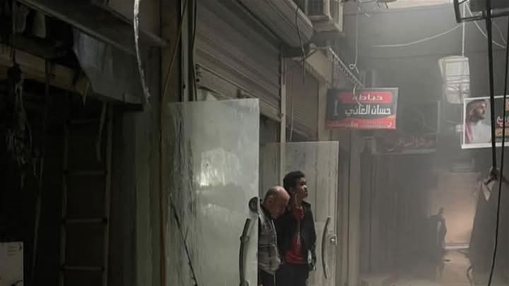 حريق داخل سوق باب السراي في الموصل