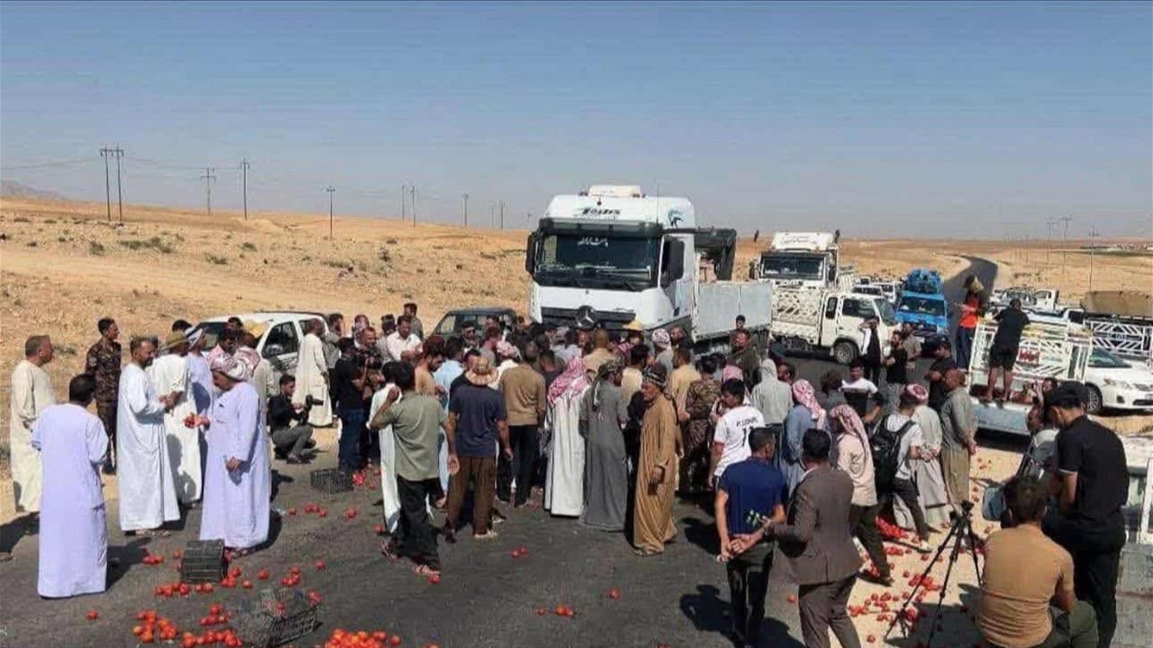 احتجاجاً على هبوط الأسعار.. فلاحون غاضبون غرب الموصل يرمون محاصيلهم في الشارع