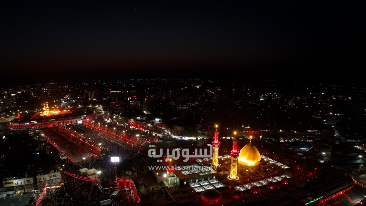 بعدسة السومرية.. كربلاء من الجو خلال زيارة الأربعين