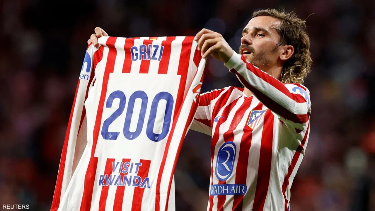 غريزمان يحتفل بالهدف رقم 200