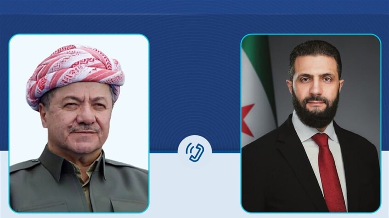 الشرع يتصل بالبارزاني ويؤكد على وحدة سوريا وسيادتها