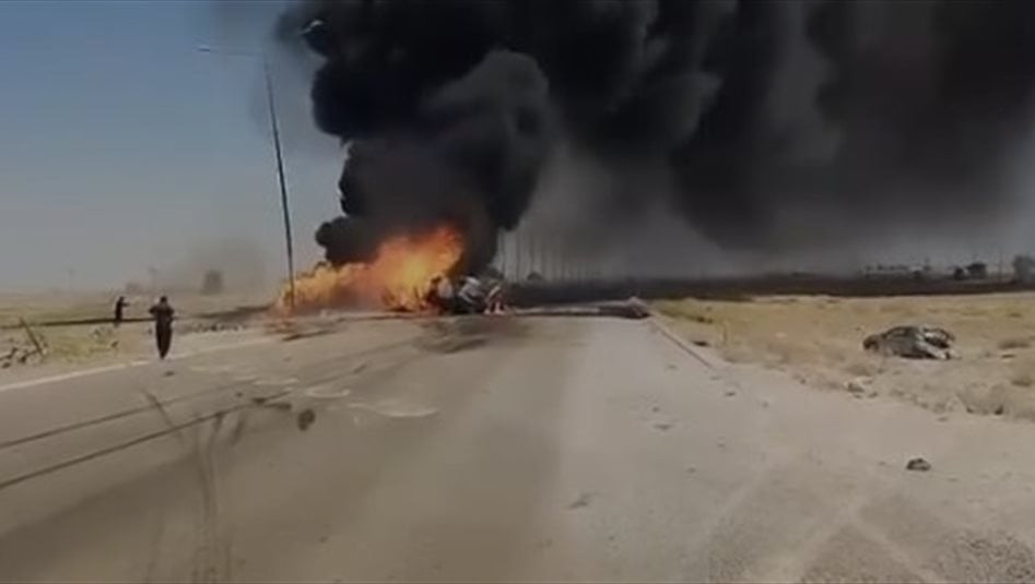 حادث سير يؤدي إلى انفجار صهريج ووفاة سائقه في الأنبار