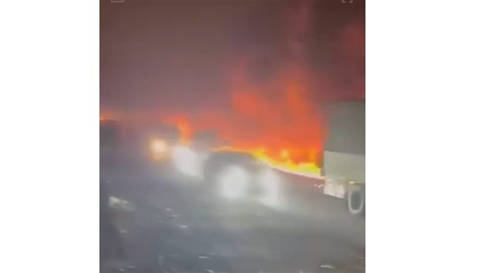 6 إصابات بانقلاب واحتراق صهريج نفط اسود في تكريت (فيديو)