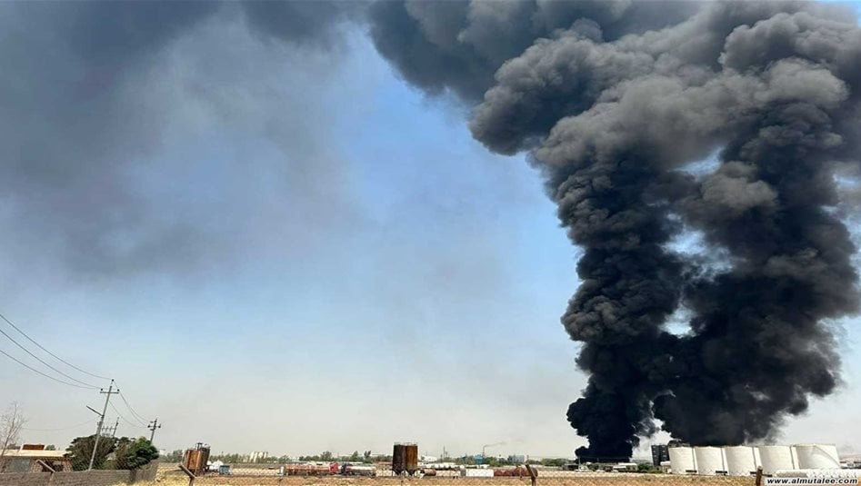 الدفاع المدني في أربيل يسيطر على حريق بمصفاة نفط على طريق quot;كويرquot; 