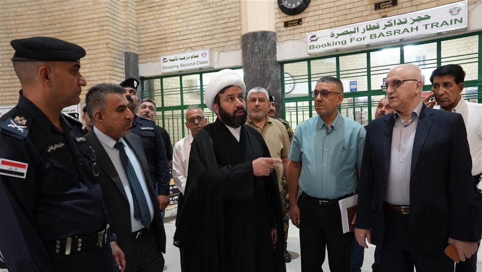 الشيخ المسعودي يزور السكك الحديد لبحث نقل زائري الأربعينية عبر القطارات