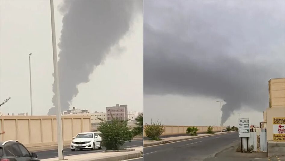 شاهد.. لحظة الهجوم الحوثي على السعودية