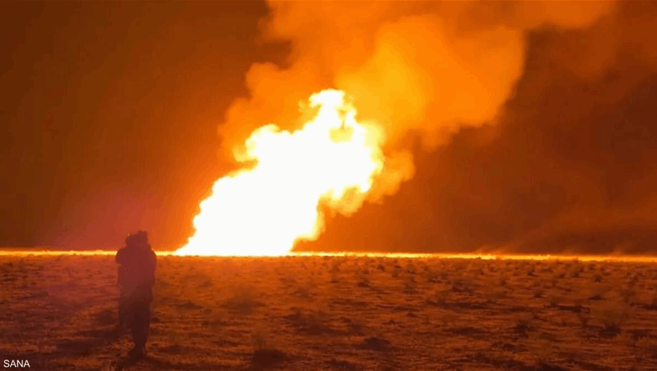سوريا.. حريق بخط غاز في دير الزور جراء انفجار