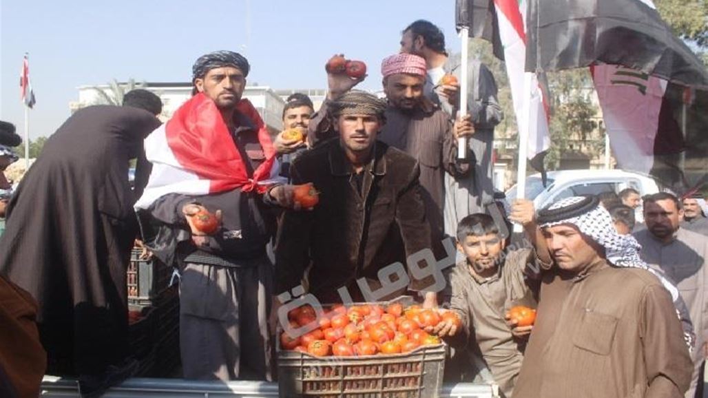 عشرات المزارعين يتظاهرون للمرة الثالثة في البصرة للمطالبة بوقف استيراد الطماطم