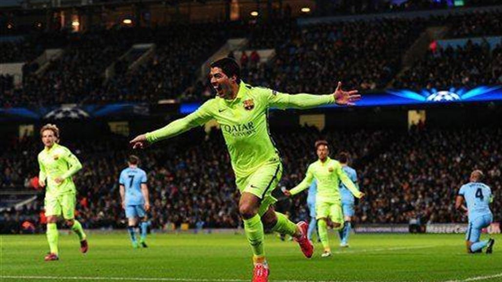 سواريز يقود برشلونة للفوز على مانشستر سيتي
