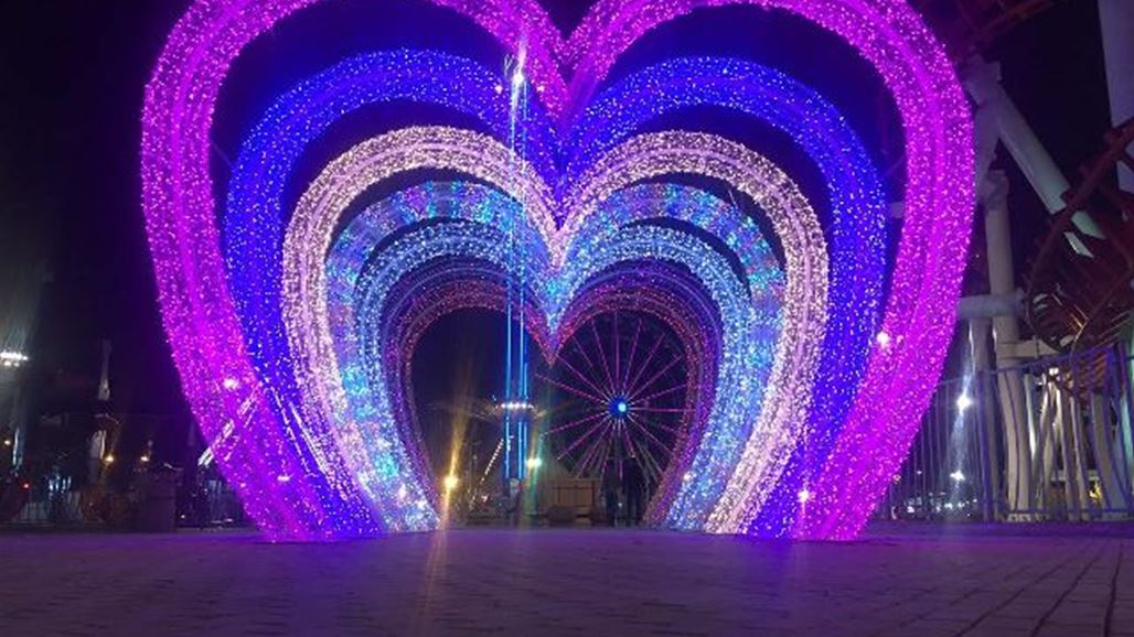 بمناسبة "الفالنتاين".. العاب الزوراء تنصب 7 قلوب هي الاكبر بالشرق الاوسط