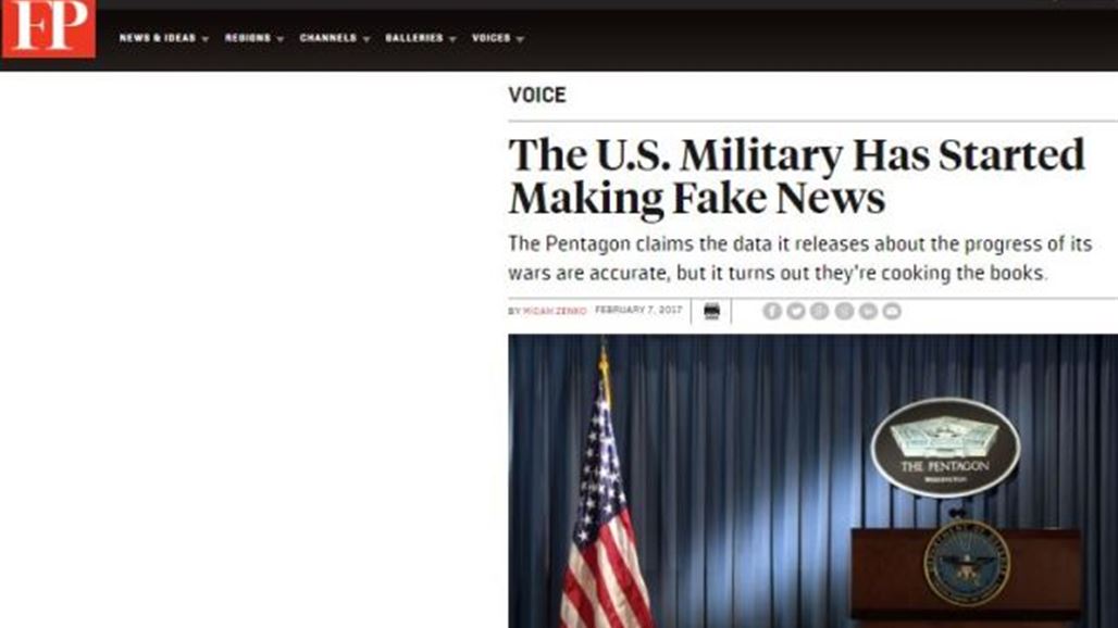 فورين بوليسي: البنتاغون صنعت أخباراً وهمية عن حجم الضربات ضد داعش