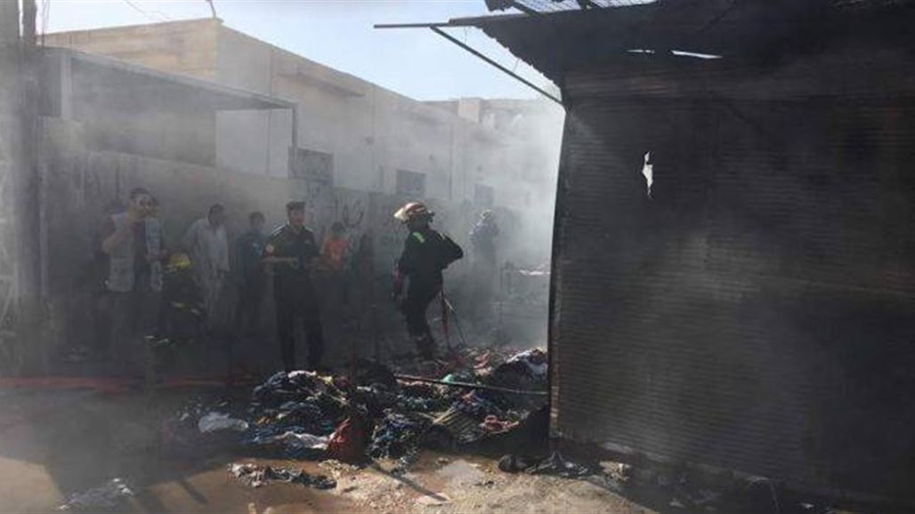 اندلاع حريق كبير في سوق الجزيرة شمال النجف
