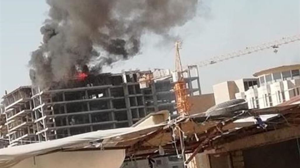 اندلاع حريق في فندق تحت الانشاء شمال النجف