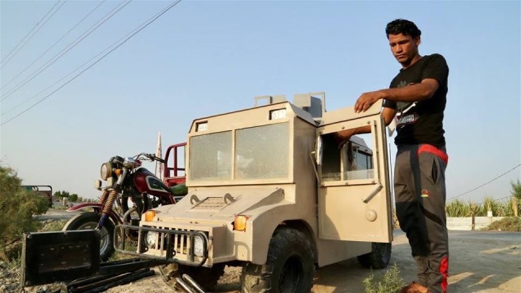 بالصور.. عراقي من الاهوار يصنع "هامر عسكرية" بمحرك دراجة