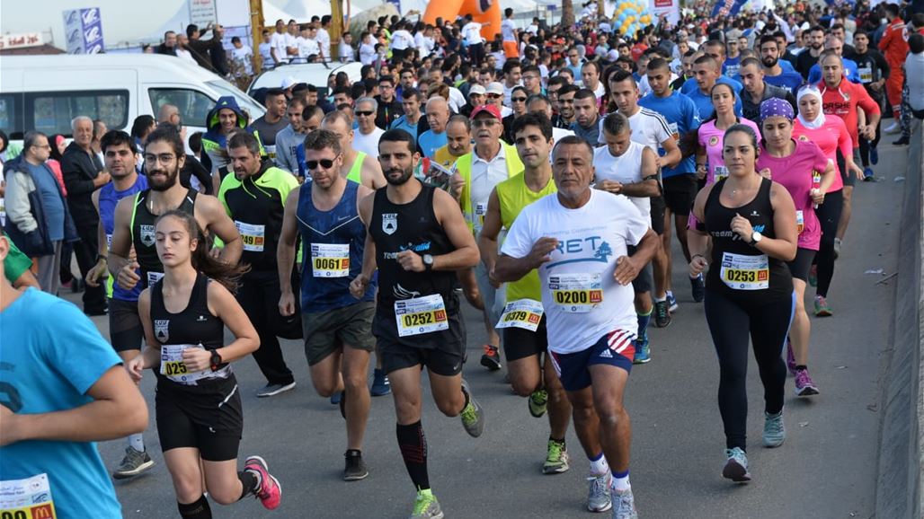 18 متسابقاً عراقياً يركضون تحت شعار "بتلبقلك الحياة" في لبنان