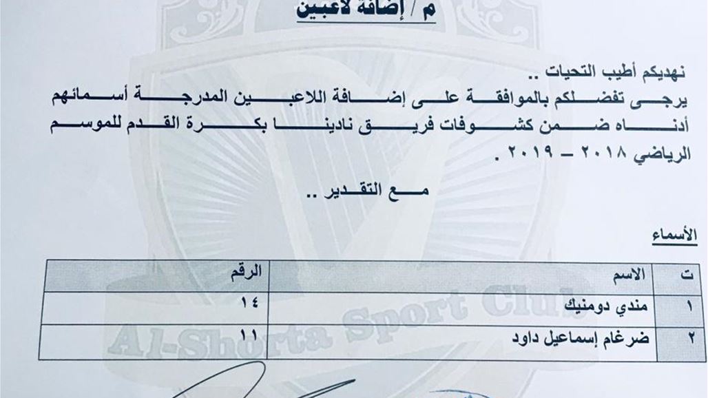 الشرطة يكمل إجراءات اضافة ضرغام ومندي لكشوفاته