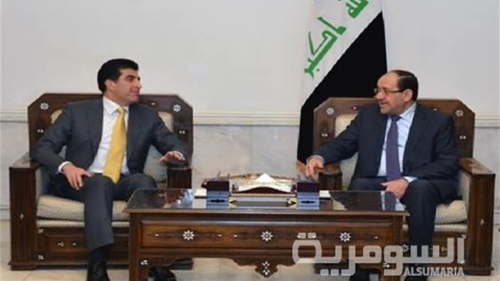 المالكي والبارزاني يؤكدان على ضرورة التوصل الى حل للمسائل العالقة