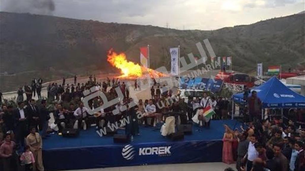 إيقاد أكبر شعلة نوروز على جبل كورك بأربيل في أجواء إحتفالية كبيرة