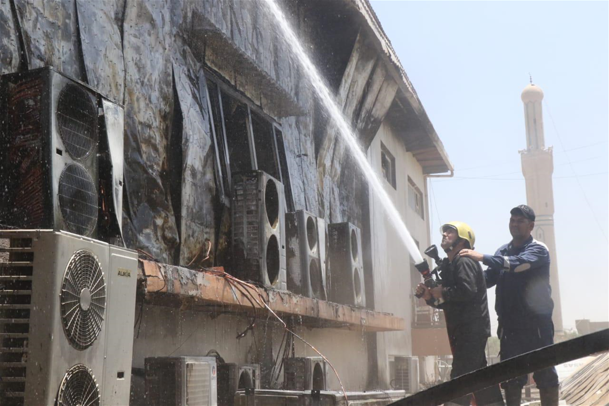 حريق في نادي اليرموك في بغداد الجمعة