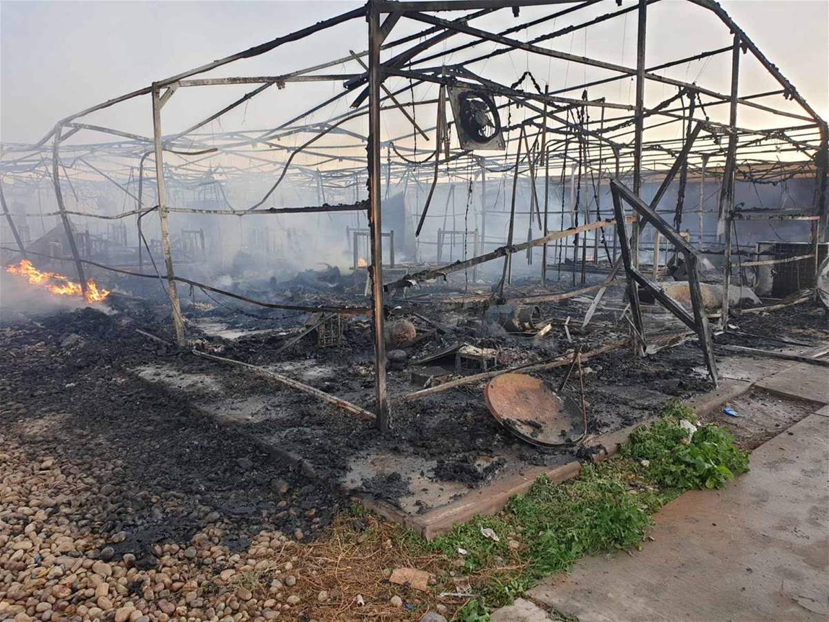 حريق في خيم داخل سجن التاجي شمالي بغداد "صور"